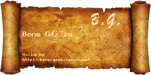 Bene Géza névjegykártya